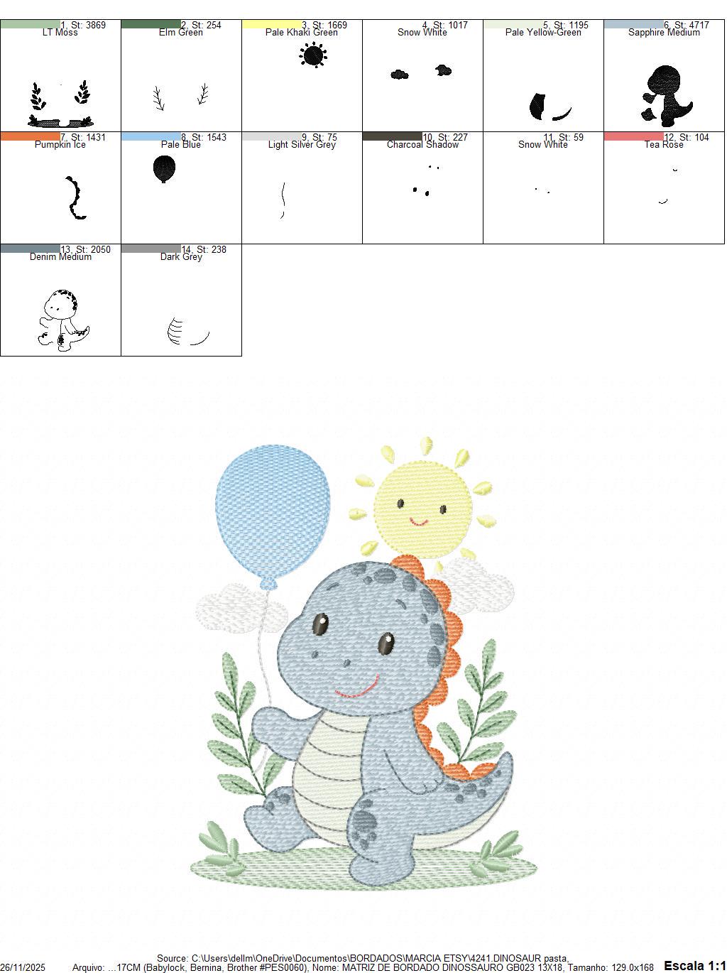 Dinosaur embroidery designs - Dino with balloon machine embroidery pattern - Baby Boy Tyrannosaurus file T rex - Instant download pes jef