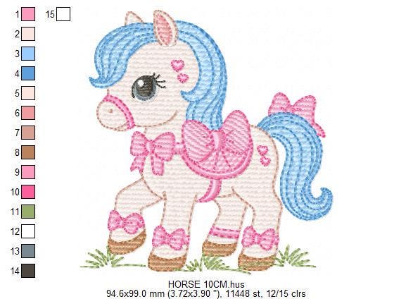 Horse embroidery design - Farm Ranch Pony machine embroidery pattern - Baby Girl Cowboy Horse file - Instant digital download pes jef dst