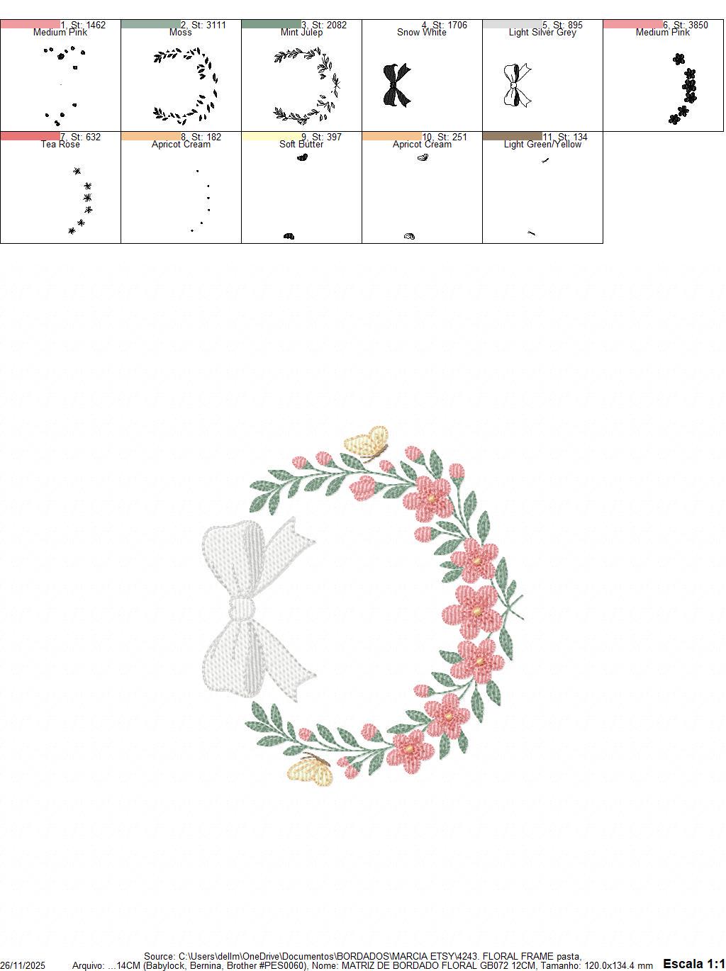 Flower Frame embroidery designs - Floral Wreath with lace and butterflies machine embroidery pattern - Kitchen Tea Towel - Instant download