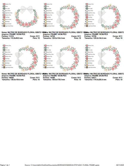 Flower Frame embroidery designs - Floral Wreath with lace and butterflies machine embroidery pattern - Kitchen Tea Towel - Instant download