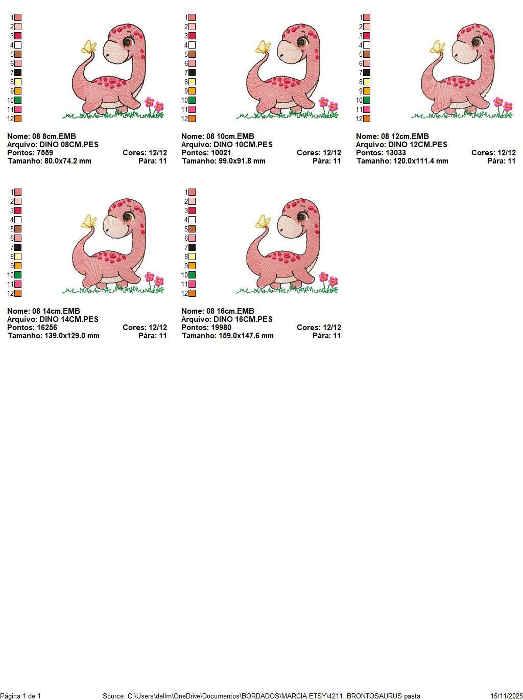 Dinosaur embroidery designs - Dino with flowers machine embroidery pattern - Baby boy file Brontosaurus - instant digital download pes jef