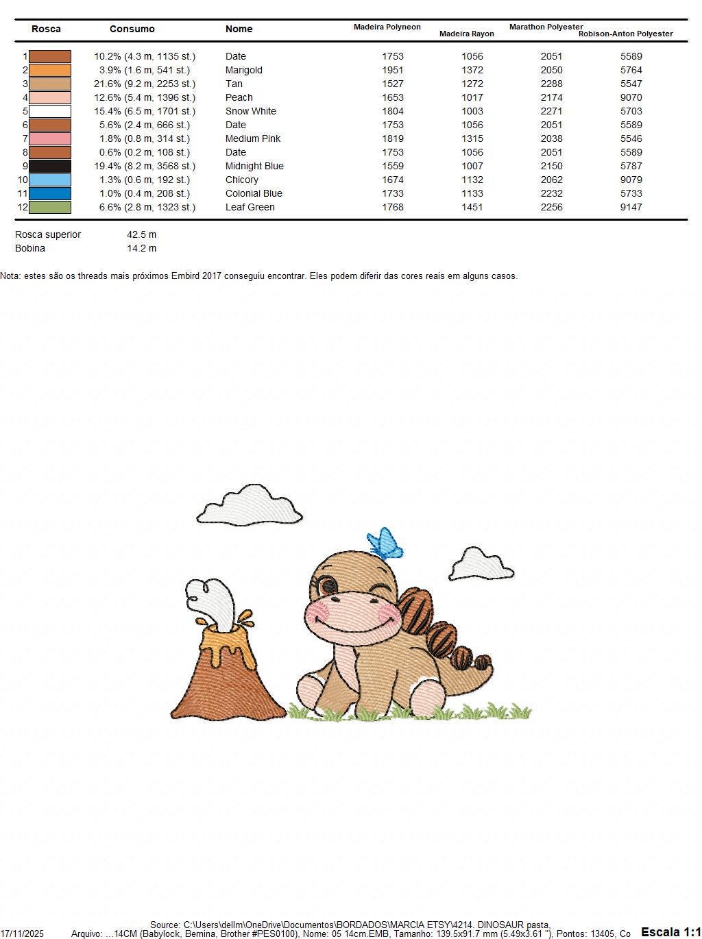 Dinosaur embroidery designs - Baby Boy Dino machine embroidery pattern - Brontosaurus with volcano - Instant digital download pes jef dst