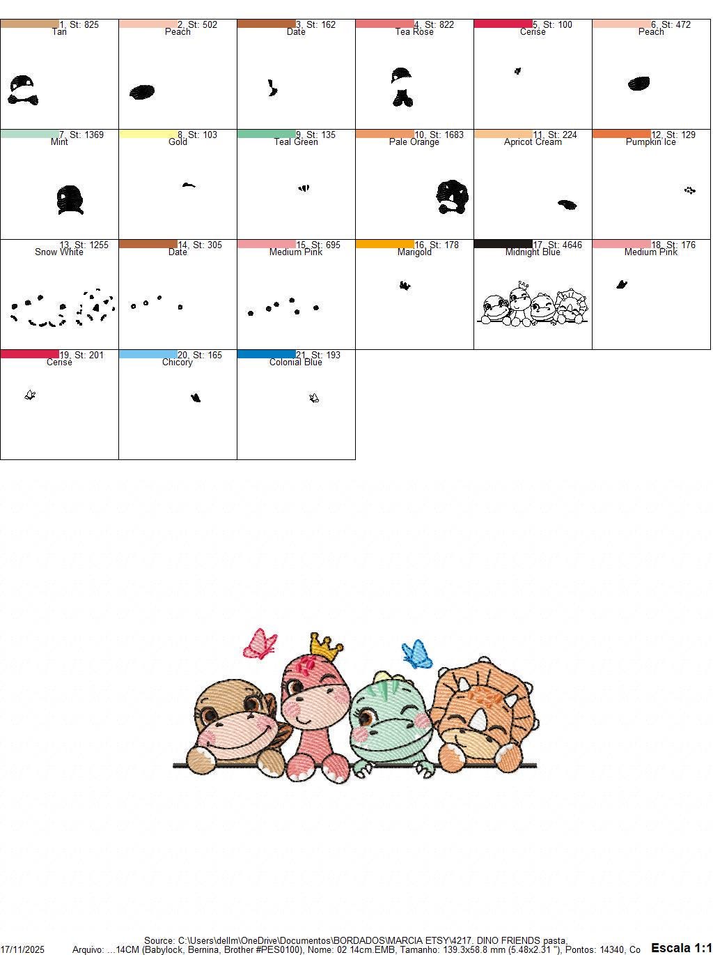 Dinosaur embroidery designs - Dino with flower machine embroidery pattern - Baby Girl Tyrannosaurus file T rex - Instant download pes jef