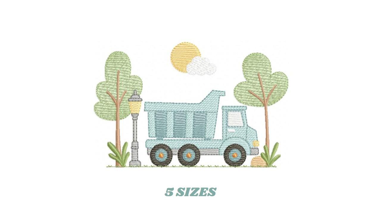 Truck with trees embroidery designs - Vehicle Pickup machine embroidery pattern - Baby boy file - Instant digital download pes jef dst hus
