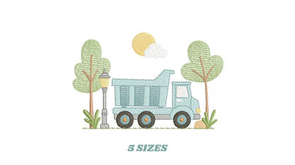 Truck with trees embroidery designs - Vehicle Pickup machine embroidery pattern - Baby boy file - Instant digital download pes jef dst hus