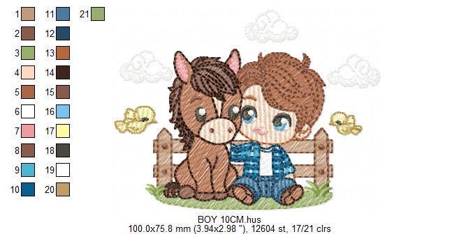 Cowboy embroidery design - Baby boy with horse embroidery designs machine embroidery pattern - Farm ranch embroidery file - instant download