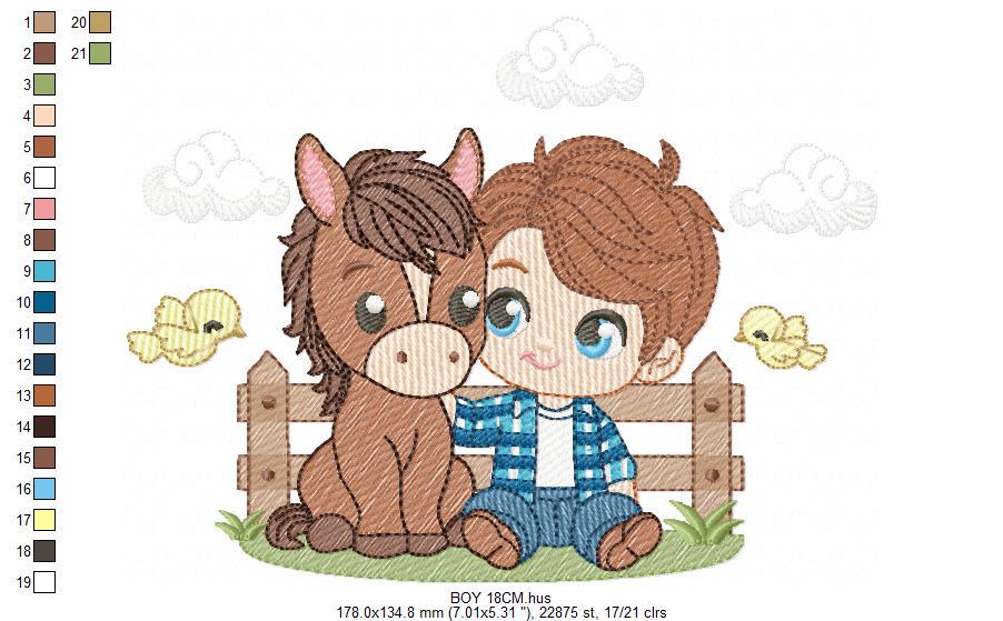 Cowboy embroidery design - Baby boy with horse embroidery designs machine embroidery pattern - Farm ranch embroidery file - instant download