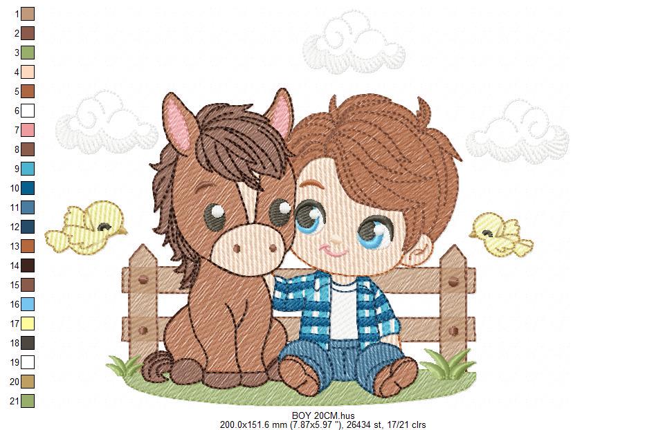 Cowboy embroidery design - Baby boy with horse embroidery designs machine embroidery pattern - Farm ranch embroidery file - instant download