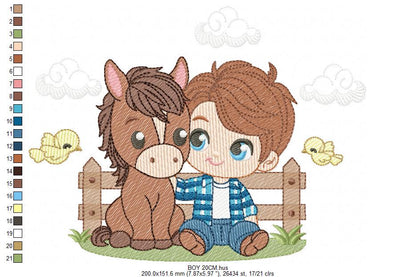 Cowboy embroidery design - Baby boy with horse embroidery designs machine embroidery pattern - Farm ranch embroidery file - instant download