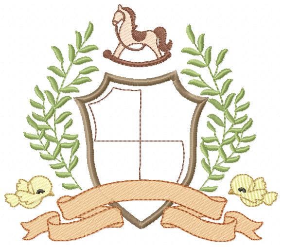 Bird with horse laurel frame embroidery designs - Monogram frame machine embroidery pattern - Floral Kitchen Towel file - Instant download