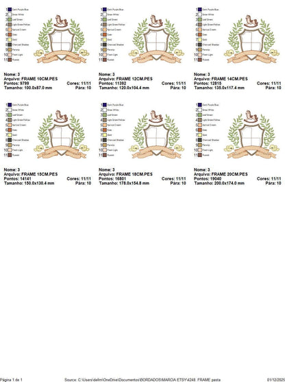 Bird with horse laurel frame embroidery designs - Monogram frame machine embroidery pattern - Floral Kitchen Towel file - Instant download