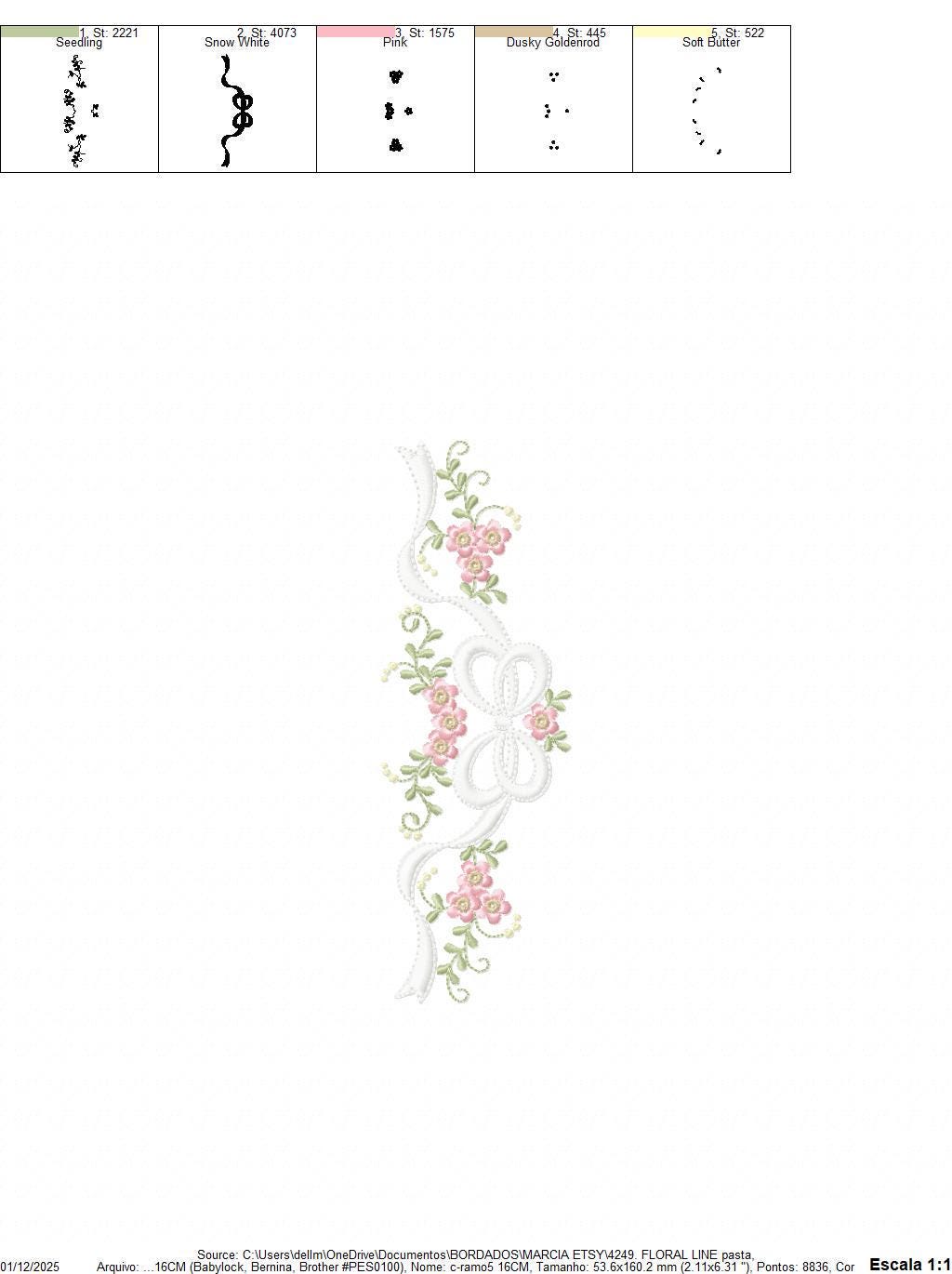 Roses embroidery designs - Flower Line Divider machine embroidery pattern - Kitchen Towel file - Instant digital download jef pes dst hus