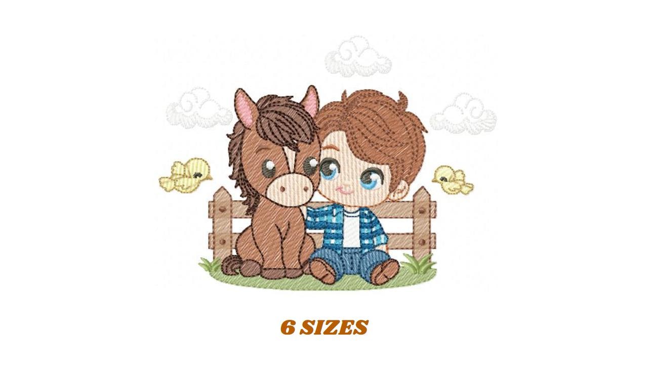 Cowboy embroidery design - Baby boy with horse embroidery designs machine embroidery pattern - Farm ranch embroidery file - instant download