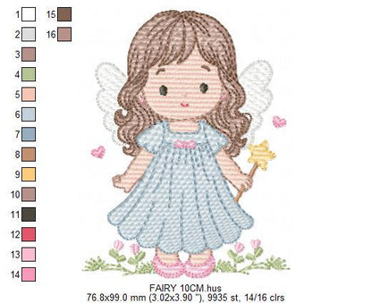 Fairy embroidery designs - Baby girl with wings and wand machine embroidery pattern - Garden Pixie file - Instant Download pes jef dst hus