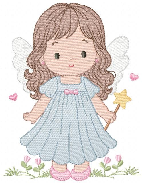 Fairy embroidery designs - Baby girl with wings and wand machine embroidery pattern - Garden Pixie file - Instant Download pes jef dst hus