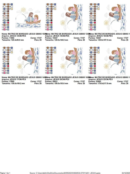 Jesus embroidery designs - Baby girl fishing machine embroidery pattern - Catholic Religious file - Instant digital download pes jef dst hus