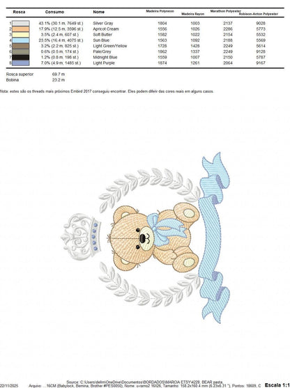 Frame Male Bear embroidery designs - Laurel Teddy Bear machine embroidery pattern - Baby Boy Bear wreath file - Instant digital download pes