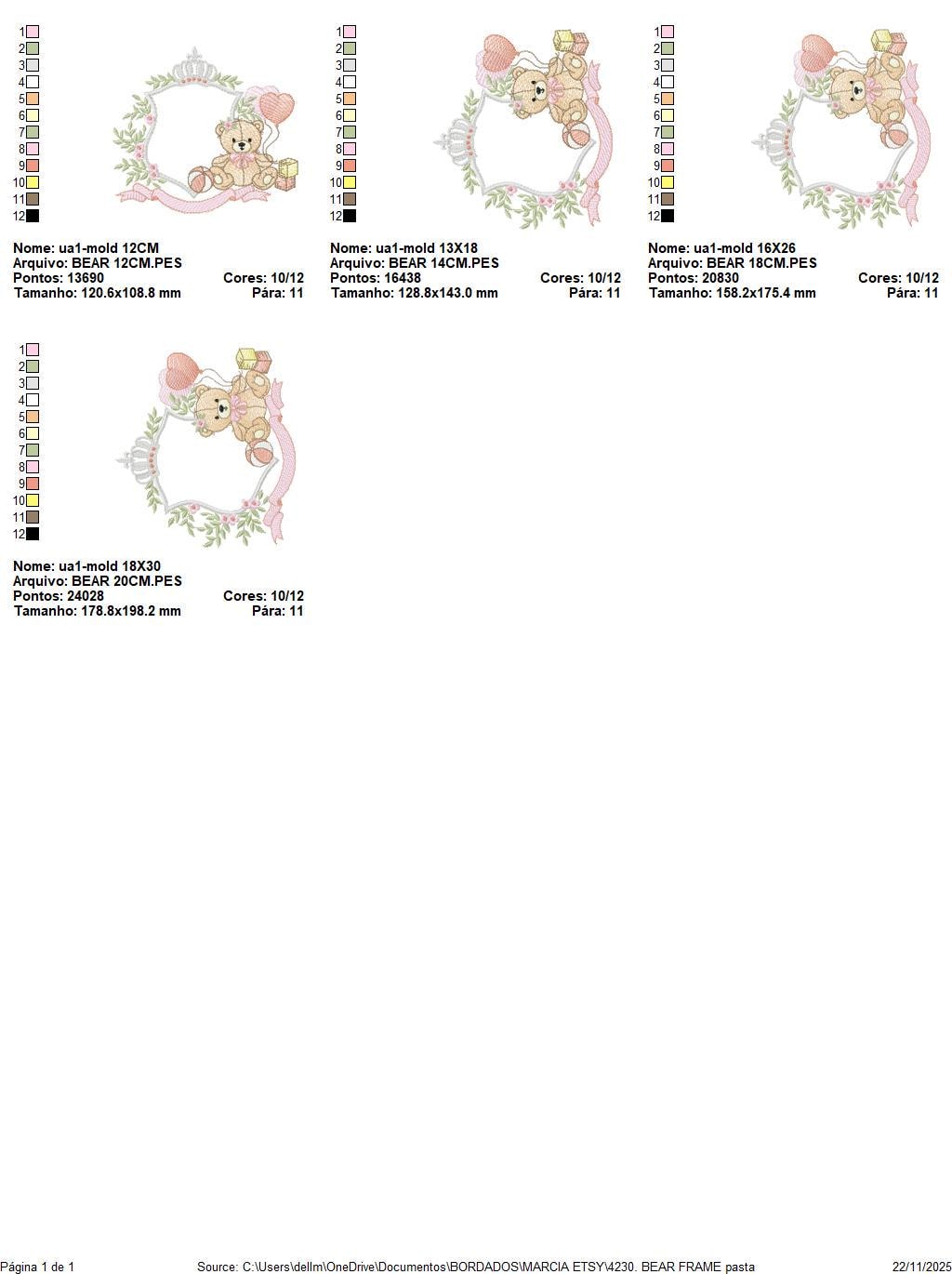 Monogram Frame Girl Bear embroidery designs - Laurel Teddy Bear machine embroidery pattern - Baby Bear Bear Wreath file - Instant download