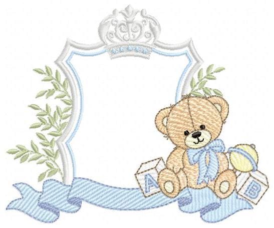 Monogram Frame Male Bear embroidery designs - Laurel Teddy Bear machine embroidery pattern - Baby Bear Bear Wreath file - Instant download