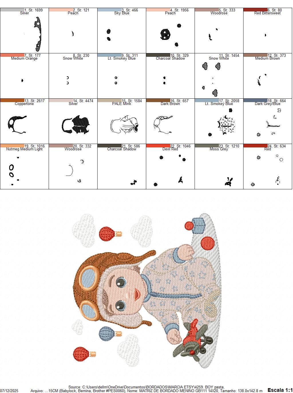 Baby Boy Pilot embroidery designs - Kid Toy Plane machine embroidery pattern - Aviator Toddler with goggles - Instant digital download pes