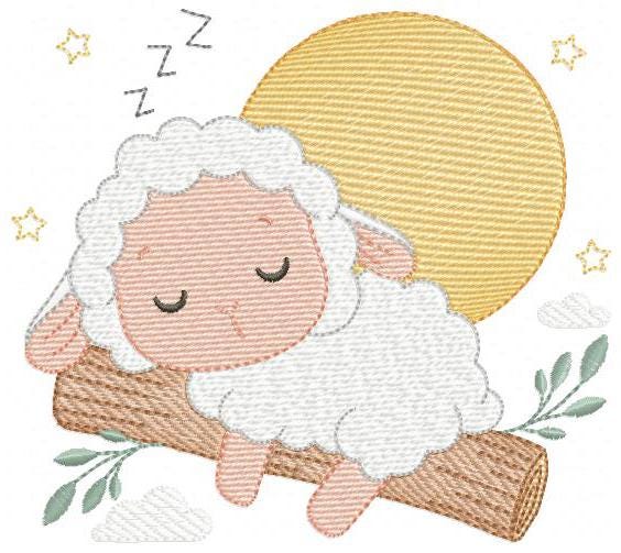 Sheep embroidery design - Sleeping Lamb machine embroidery pattern - Baby boy newborn file - Instant digital download pes jef dst hus vp3