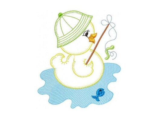 Fishing Duck embroidery design - Lake Water Animal embroidery designs machine embroidery pattern - Ducks applique design - instant download