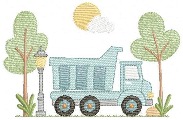 Truck with trees embroidery designs - Vehicle Pickup machine embroidery pattern - Baby boy file - Instant digital download pes jef dst hus