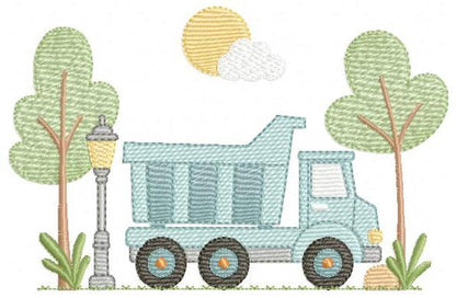 Truck with trees embroidery designs - Vehicle Pickup machine embroidery pattern - Baby boy file - Instant digital download pes jef dst hus