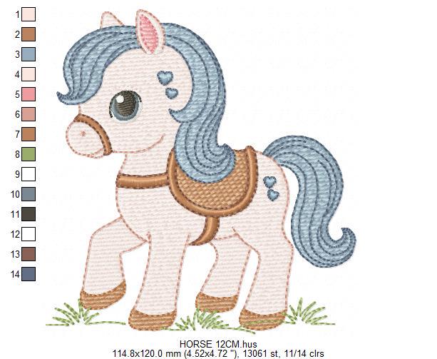 Horse embroidery design - Farm Ranch Pony machine embroidery pattern - Baby Boy Cowboy Horse file - Instant digital download pes jef dst hus