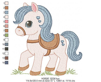 Horse embroidery design - Farm Ranch Pony machine embroidery pattern - Baby Boy Cowboy Horse file - Instant digital download pes jef dst hus
