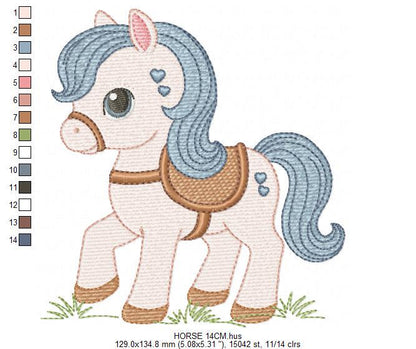 Horse embroidery design - Farm Ranch Pony machine embroidery pattern - Baby Boy Cowboy Horse file - Instant digital download pes jef dst hus