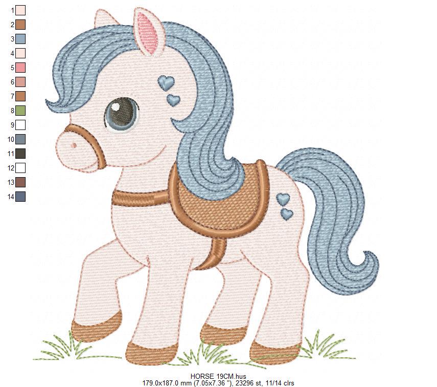 Horse embroidery design - Farm Ranch Pony machine embroidery pattern - Baby Boy Cowboy Horse file - Instant digital download pes jef dst hus
