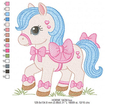 Horse embroidery design - Farm Ranch Pony machine embroidery pattern - Baby Girl Cowboy Horse file - Instant digital download pes jef dst