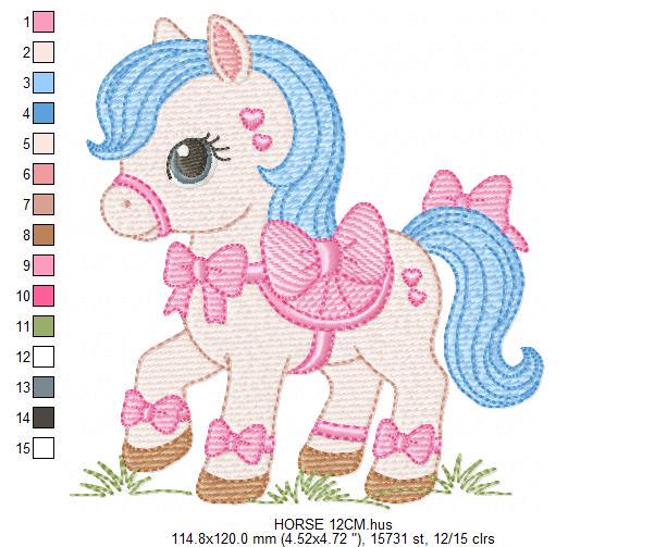 Horse embroidery design - Farm Ranch Pony machine embroidery pattern - Baby Girl Cowboy Horse file - Instant digital download pes jef dst