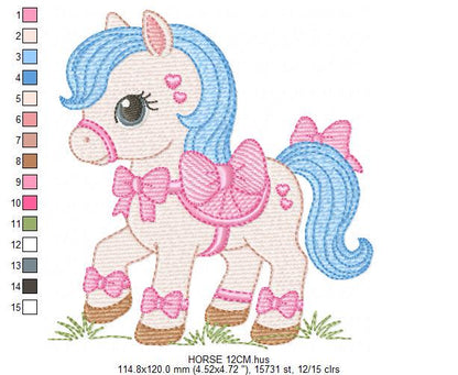 Horse embroidery design - Farm Ranch Pony machine embroidery pattern - Baby Girl Cowboy Horse file - Instant digital download pes jef dst