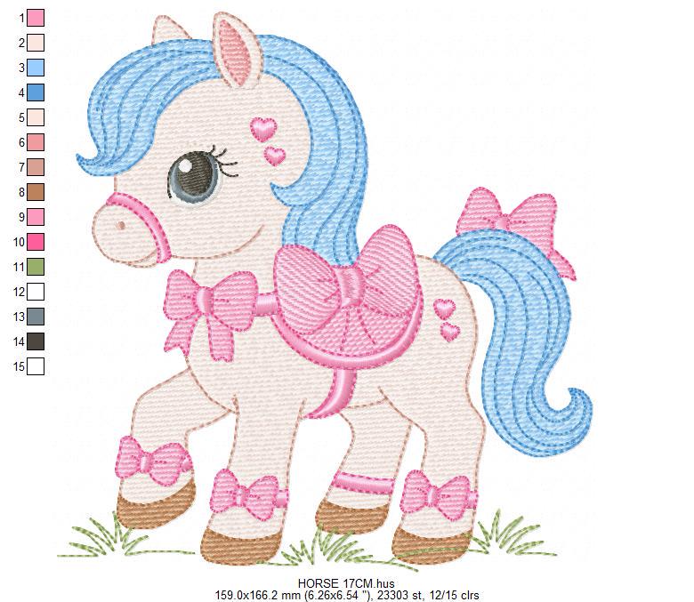 Horse embroidery design - Farm Ranch Pony machine embroidery pattern - Baby Girl Cowboy Horse file - Instant digital download pes jef dst