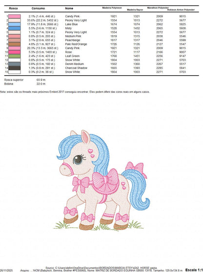Horse embroidery design - Farm Ranch Pony machine embroidery pattern - Baby Girl Cowboy Horse file - Instant digital download pes jef dst
