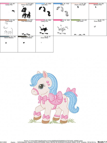 Horse embroidery design - Farm Ranch Pony machine embroidery pattern - Baby Girl Cowboy Horse file - Instant digital download pes jef dst