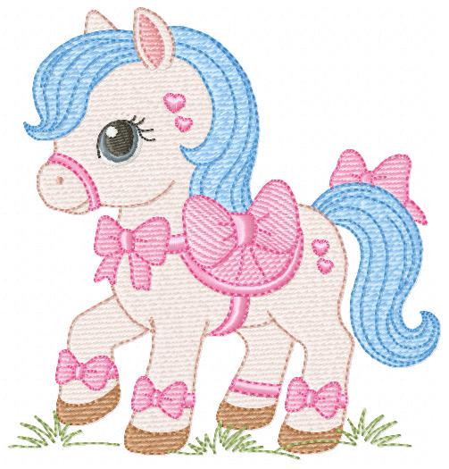 Horse embroidery design - Farm Ranch Pony machine embroidery pattern - Baby Girl Cowboy Horse file - Instant digital download pes jef dst