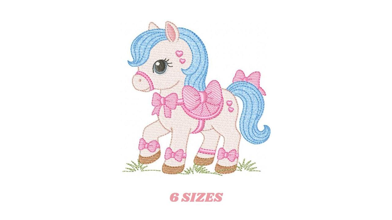 Horse embroidery design - Farm Ranch Pony machine embroidery pattern - Baby Girl Cowboy Horse file - Instant digital download pes jef dst
