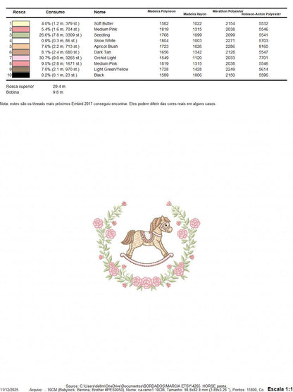 Toy Horse embroidery design - Baby boy rocking horse laurel frame machine embroidery pattern - Instant digital download pes jef hus dst vp3