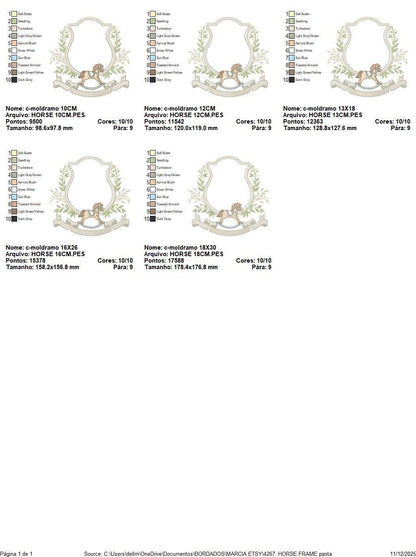 Toy Horse embroidery design - Baby boy rocking horse laurel frame machine embroidery pattern - Instant digital download pes jef hus dst vp3