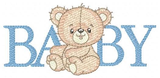 Baby Boy Teddy Bear embroidery designs - Bear with word baby machine embroidery pattern - Cute Teddy Bear file - Instant download pes jef