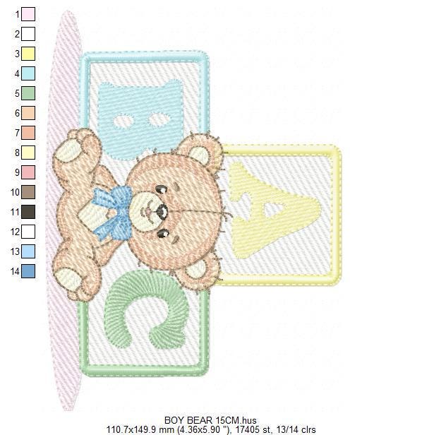 Birthday Teddy Bear embroidery designs - Baby boy Bear with toys machine embroidery pattern - Cute Teddy Bear file - Instant download pes