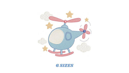 Helicopter embroidery designs - Chopper machine embroidery pattern - Helicopter in the Sky embroidery - Instant digital download pes jef dst