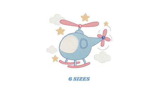 Helicopter embroidery designs - Chopper machine embroidery pattern - Helicopter in the Sky embroidery - Instant digital download pes jef dst