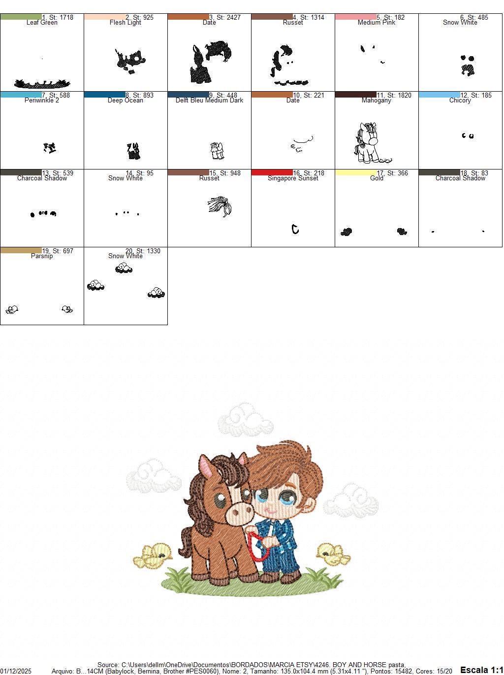Cowboy embroidery design - Baby boy with horse and birds machine embroidery pattern - Farm ranch embroidery file - Instant digital download