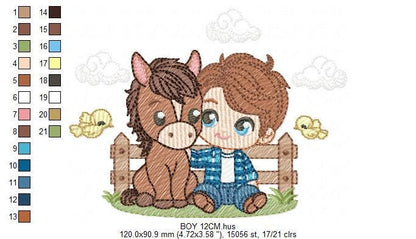 Cowboy embroidery design - Baby boy with horse embroidery designs machine embroidery pattern - Farm ranch embroidery file - instant download