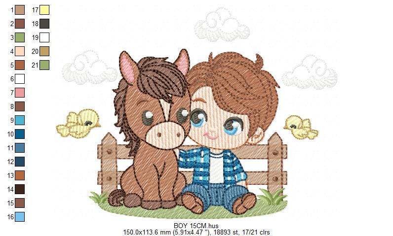 Cowboy embroidery design - Baby boy with horse embroidery designs machine embroidery pattern - Farm ranch embroidery file - instant download