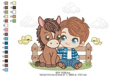 Cowboy embroidery design - Baby boy with horse embroidery designs machine embroidery pattern - Farm ranch embroidery file - instant download
